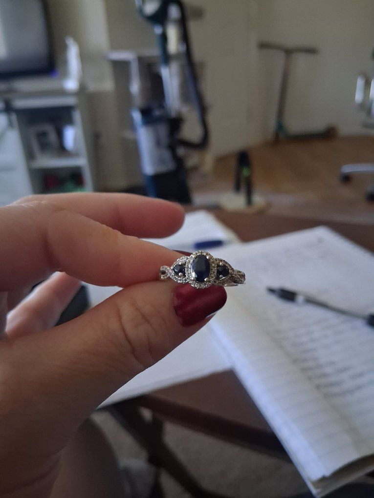 Kay Jewelers Natural Sapphire 1/6 ct tw Diamonds 10K White Gold Ring