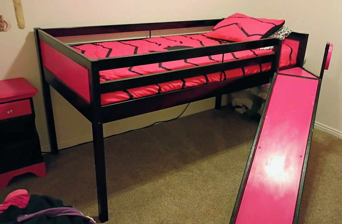 loft bed w/slide, dresser & matching nightstand