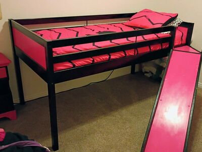 loft bed w/slide, dresser & matching nightstand