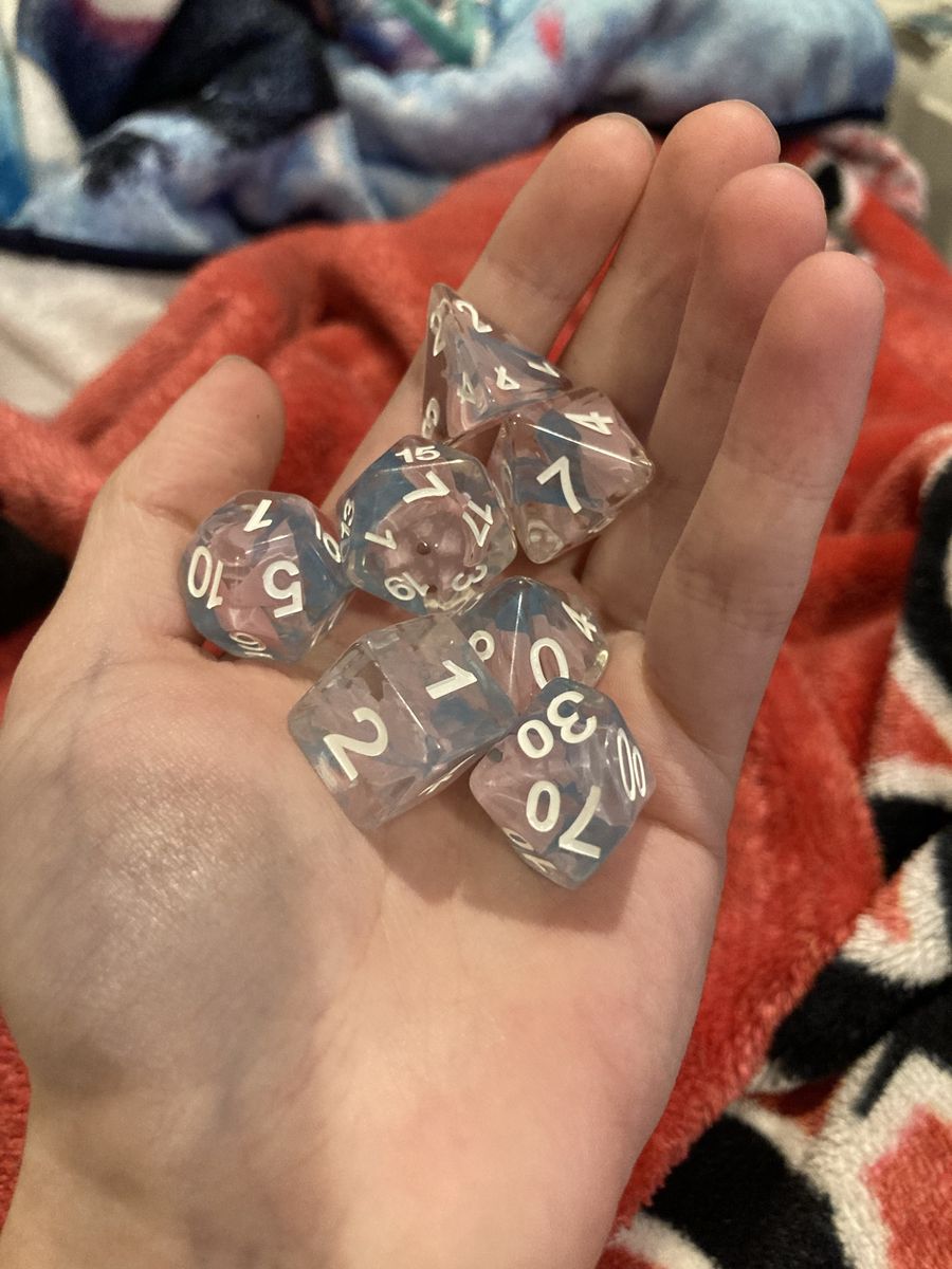 Translucent Soft Pink & Blue D&D Dice Set