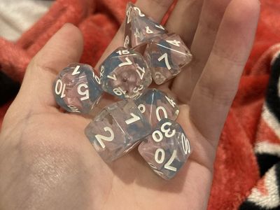 Translucent Soft Pink & Blue D&D Dice Set
