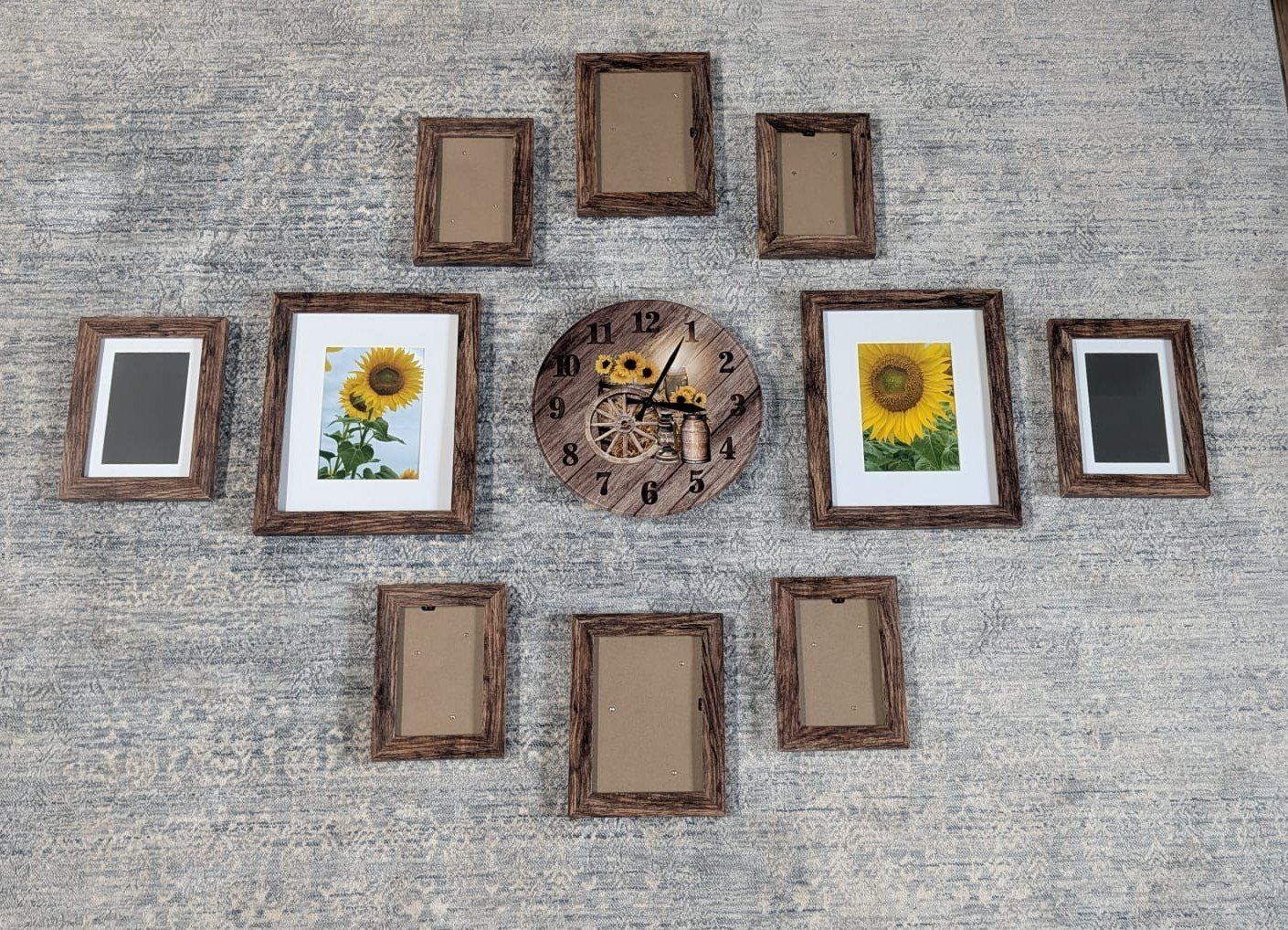 Rustic Gallery Wall Set w/ Clock