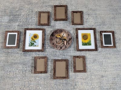 Rustic Gallery Wall Set w/ Clock