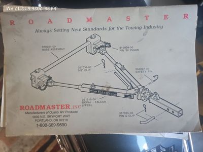 Roadmaster Falcon 5250 RV Tow Bar with Cover - Used, Good Condition