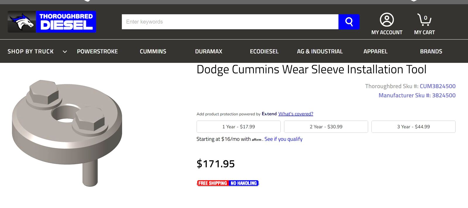 Ram Cummins Crankshaft Wear Sleeve Installation Tool