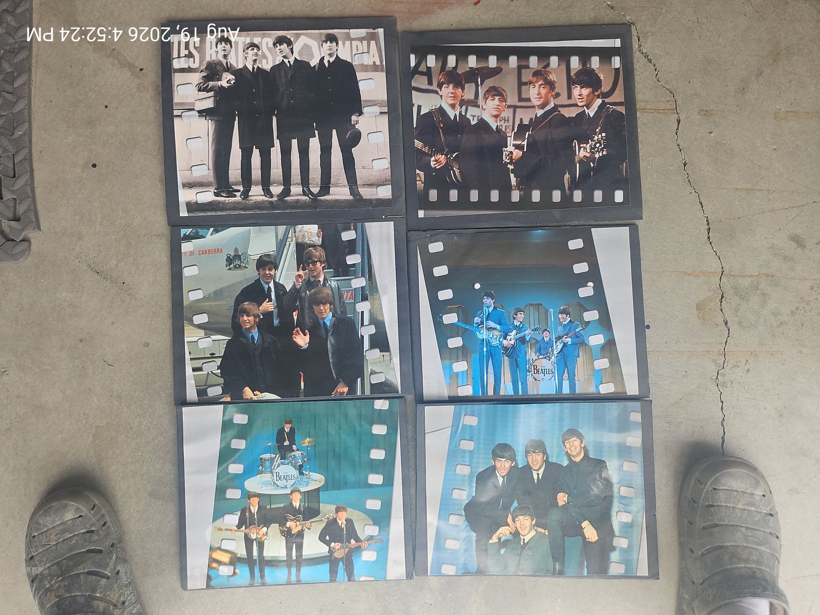 Vintage The Beatles Band Photo Lot - 6 Framed Film Strip Style Prints