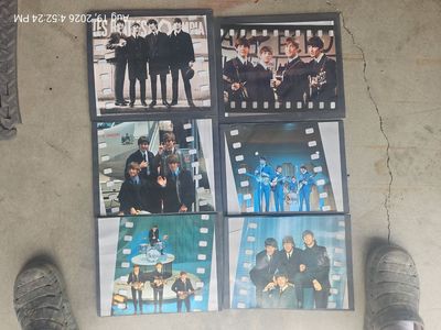 Vintage The Beatles Band Photo Lot - 6 Framed Film Strip Style Prints