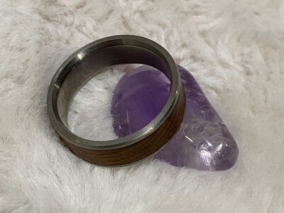 Titanium Ring with Wood Inlay - Size 12.5