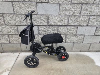 BlessReach All-Terrain Knee Walker Scooter with Padded Seat & Front Storage Bag