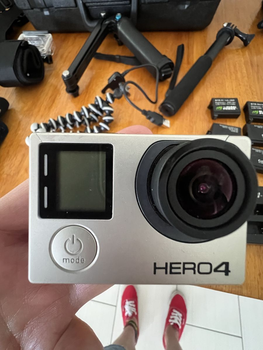 GoPro Silver Hero 4 w/Carry Case, 5 Batteries, Mounts and Accessories