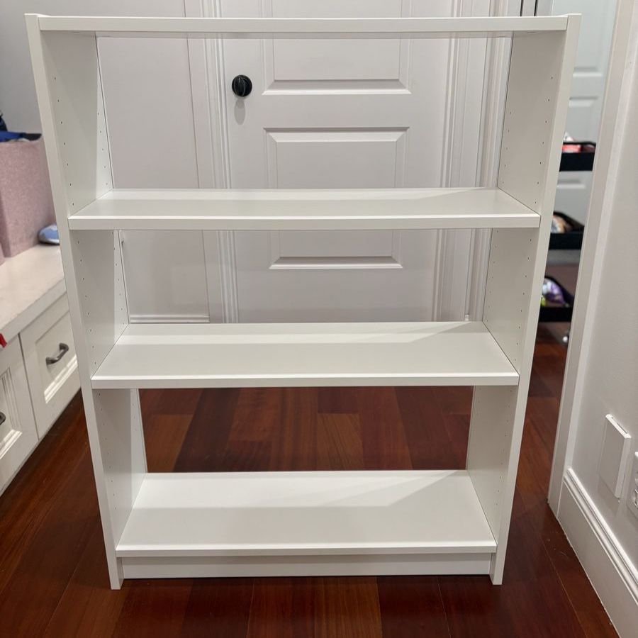 White 4-Tier Adjustable Open Shelf Bookcase