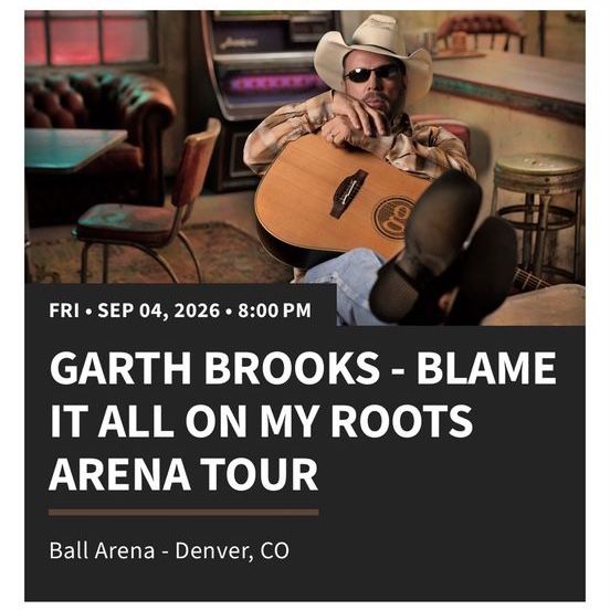 Garth Brooks Concert Tickets - Blame It All On My Roots Arena Tour (Denver, CO) Sept 4