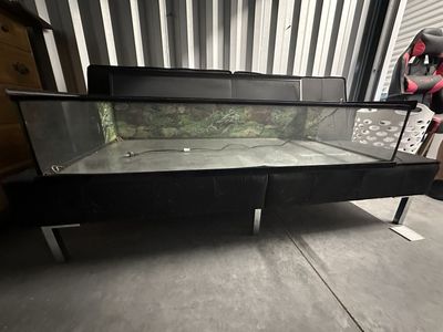 Low Boy 48x24” Glass Reptile Tank Terrarium with Screen Lid & Background Decor