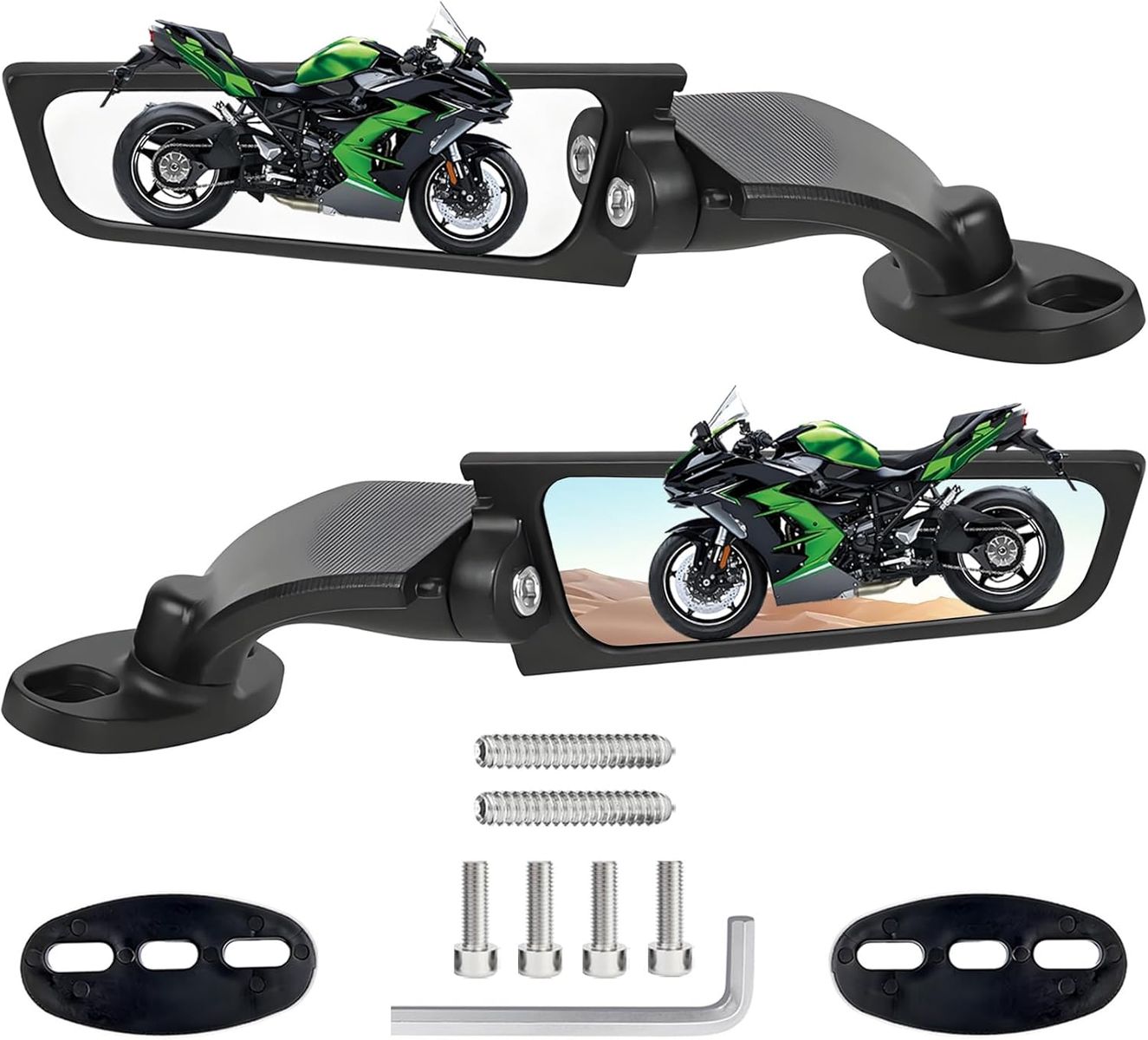 NEW Motorcycle Mirrors Stealth Mirror Wind Wing Side Rearview Mirrors for Kawasaki Ninja 650 Ninja 500 Ninja 400 300, etc.
