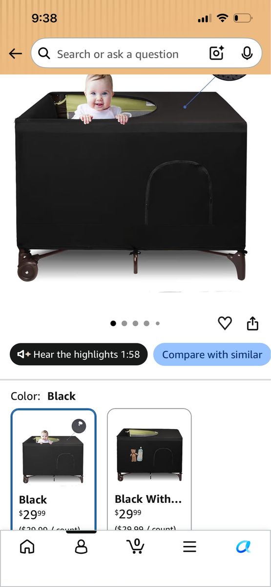 Pack and Play Blackout Sleep Cover Canopy