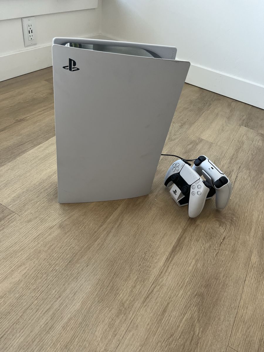 Sony PlayStation 5 Console with Two DualSense Controllers and Charging Dock