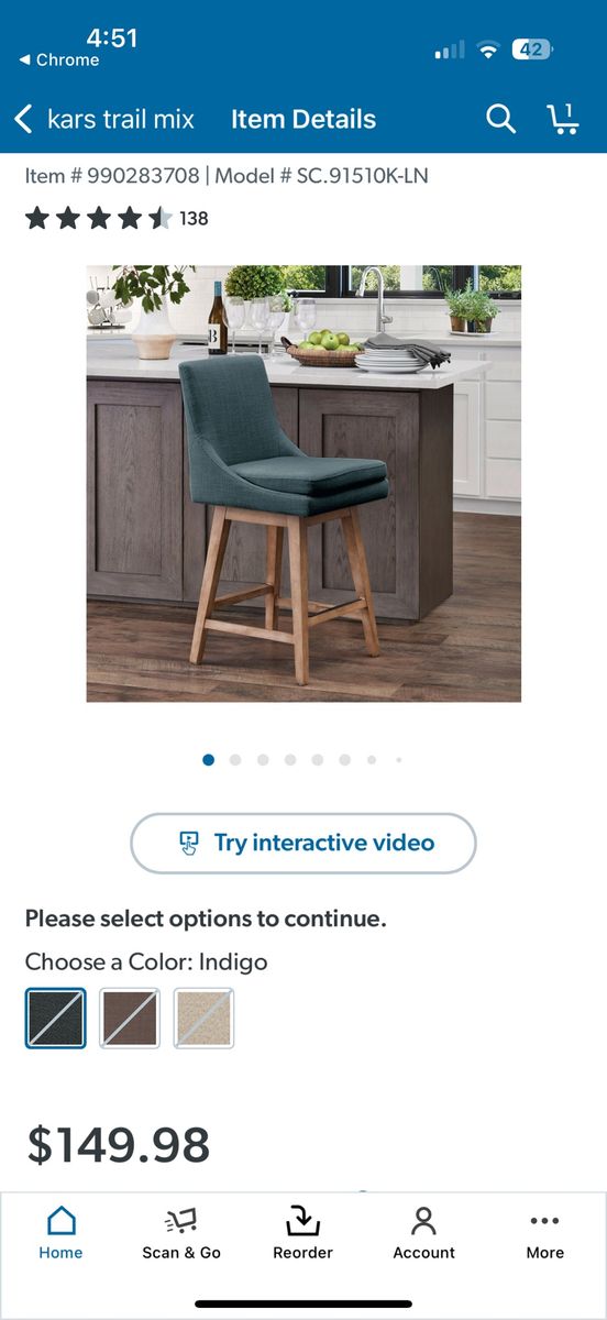 2- New in boxes, Counter height swivel stools 
