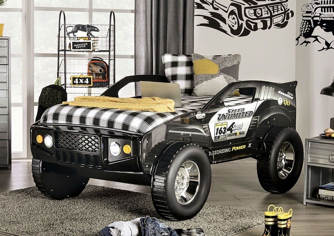 Twin car bed with mattress