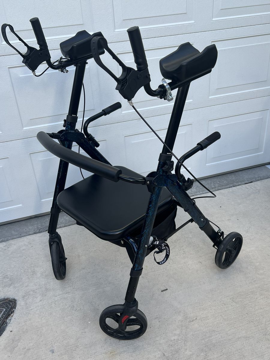 Upright Rollator Walker | Forearm Rests | Seat & Backrest | Blue