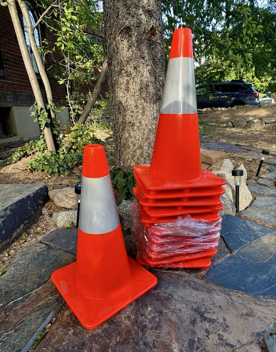 Brand New 18" Reflective Traffic Cones - Set of 12 (Grainger)