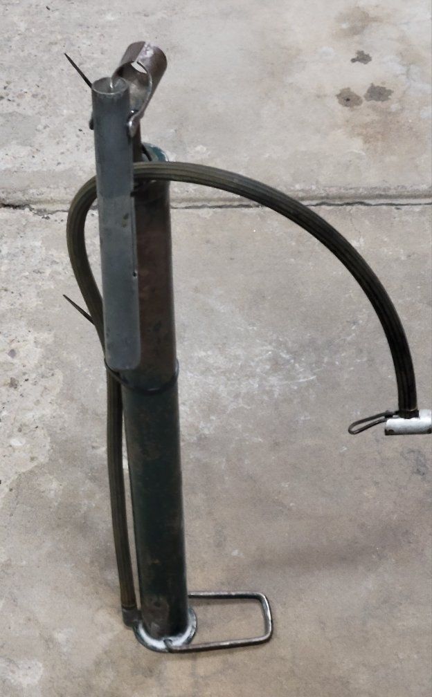 Vintage Metal Manual Bicycle Floor Tire Pump with Hose and Foot Peg
