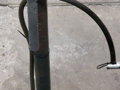 Vintage Metal Manual Bicycle Floor Tire Pump with Hose and Foot Peg