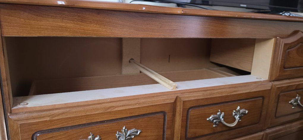 Vintage Wooden Multi-Drawer Dresser with Brass Handles