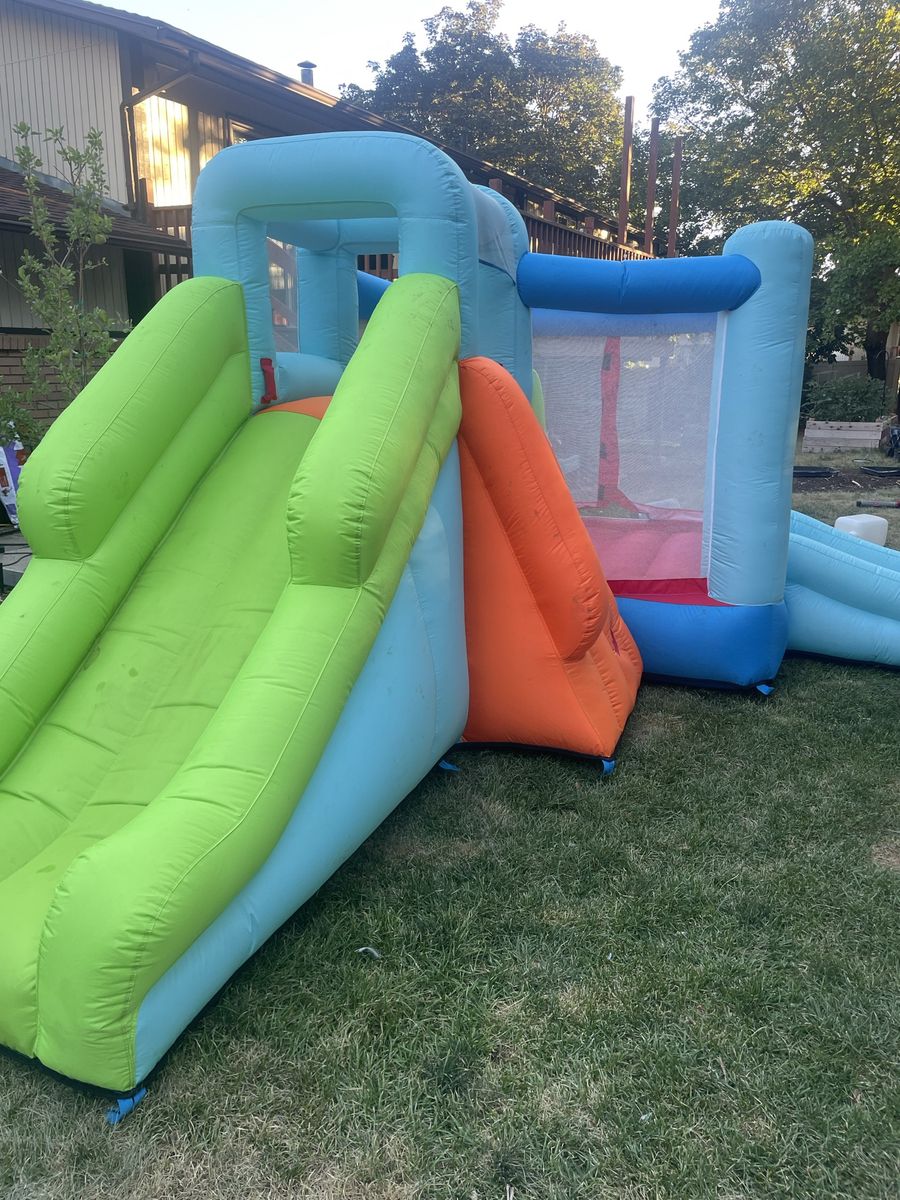 Kids Inflatable Bounce House Climbing Wall & Slide + Blower