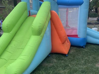Kids Inflatable Bounce House Climbing Wall & Slide + Blower