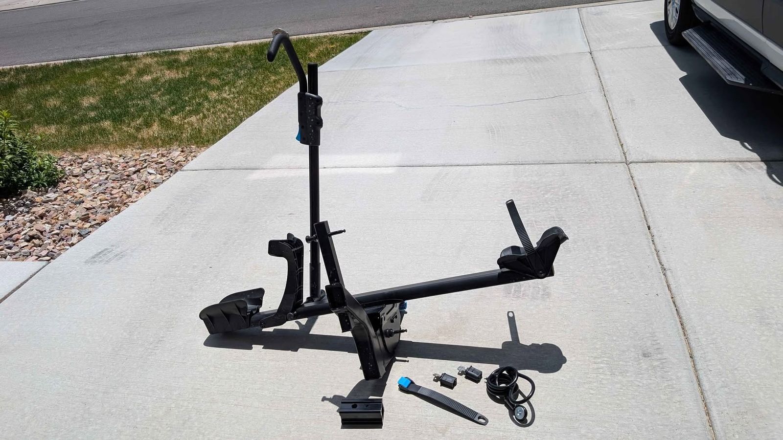 Rocky Mounts Bike Rack for Both 1.5" and 2" Hitch Receivers Folds Away and Down for Access to Rear of Car With 2 Locks