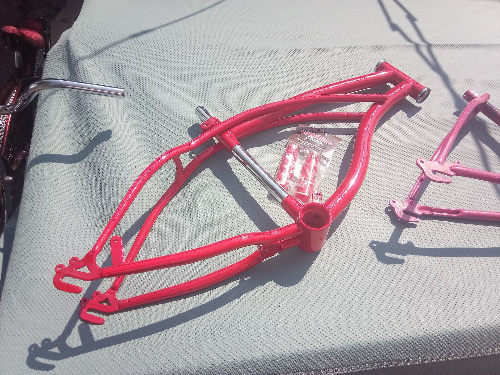 Custom painted lowrider bike bicycle frame and handle grips