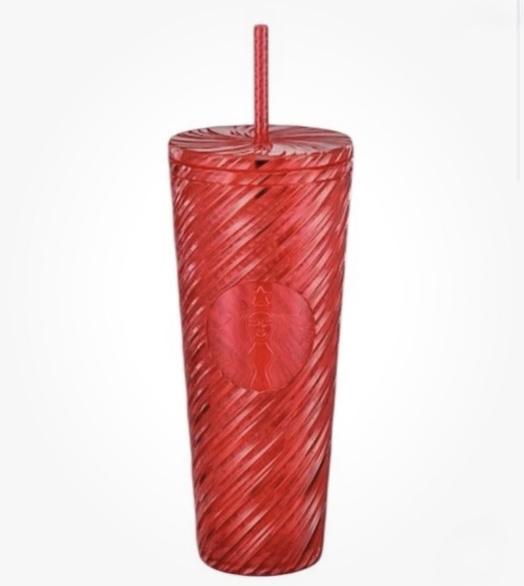 New Starbucks Red Swirl 24oz Cold Cup Tumbler