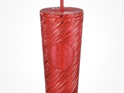 New Starbucks Red Swirl 24oz Cold Cup Tumbler