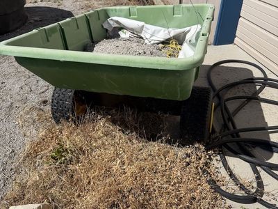 John Deere Utility Tow Behind Garden Cart Trailer Green - Poly Dump Bed