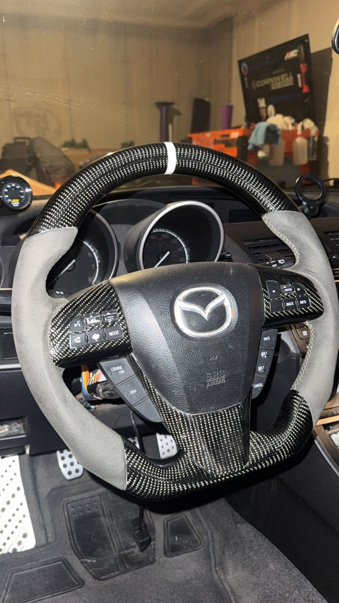 Mazda Carbon Fiber & Alcantara Custom Steering Wheel - Mazdaspeed 3 (2010-2013)
