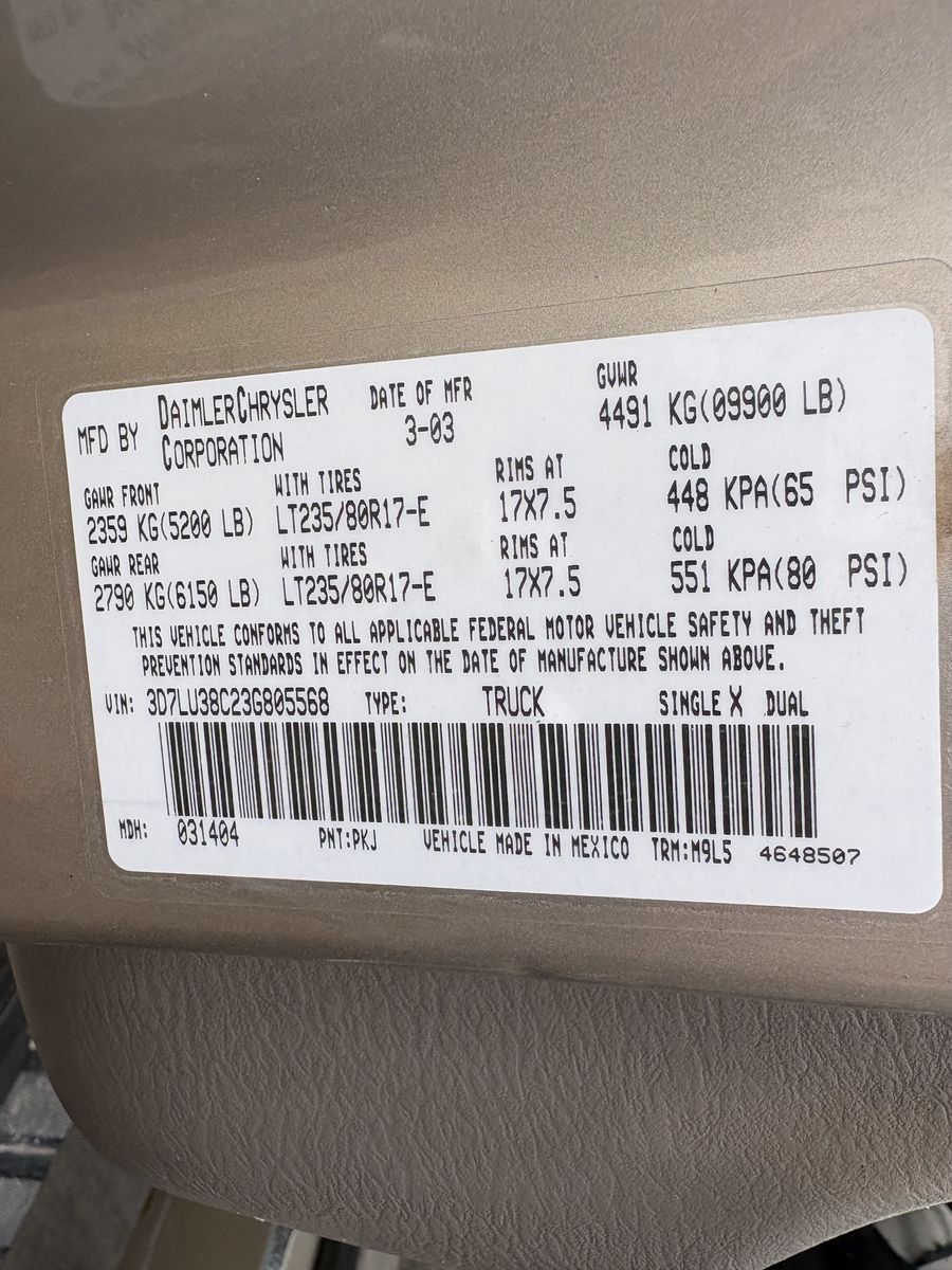 2003 DODGE RAM 3500 Laramie