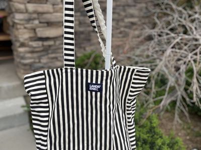 New Lands' End Large Striped Beach Tote Bag