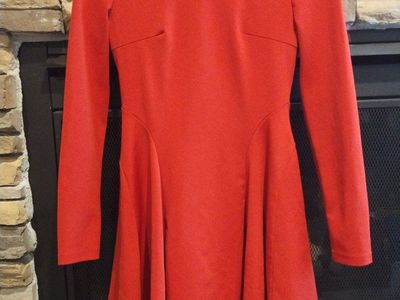 Red Long Sleeve Flare Dress