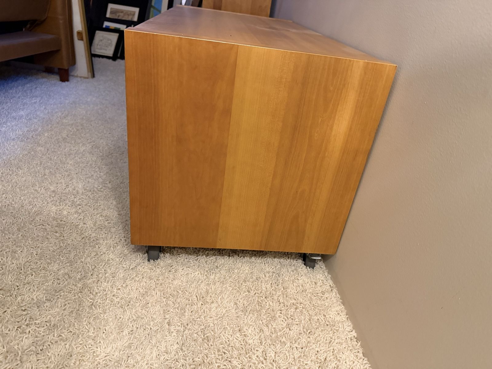 Wooden Media Stand TV Console Storage Unit with Wheels