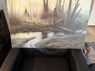 Robert Duncan Signed & Numbered Art Print 60/1500 Winter Scene with Native Americans, 1986