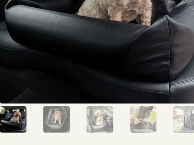 PupProtector Faux Cool-to-Touch Vegan Leather Memory Foam Dog Car Bed - Black (Double Seat)