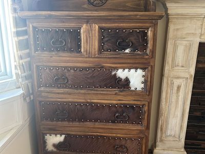Handcrafted Texas Stand up Dresser | Solid Wood | Genuine Cowhide | Luxury-Premium Quality