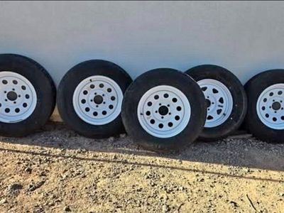 Trailer Tires on White 15-inch Rims - Set of 5