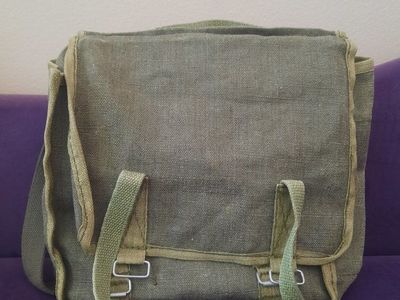 Vintage Authentic Polish Army Bread Bag Olive Drab Canvas Field Bag Shoulder Messenger Satchel