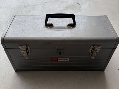 Sears Craftsman Vintage Metal Toolbox with Tools - Wrenches, Ratchets, Sockets Included