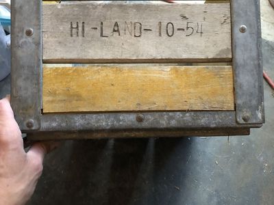 Vintage Wooden Milk Crate Hi-Land Metal Reinforced Corners
