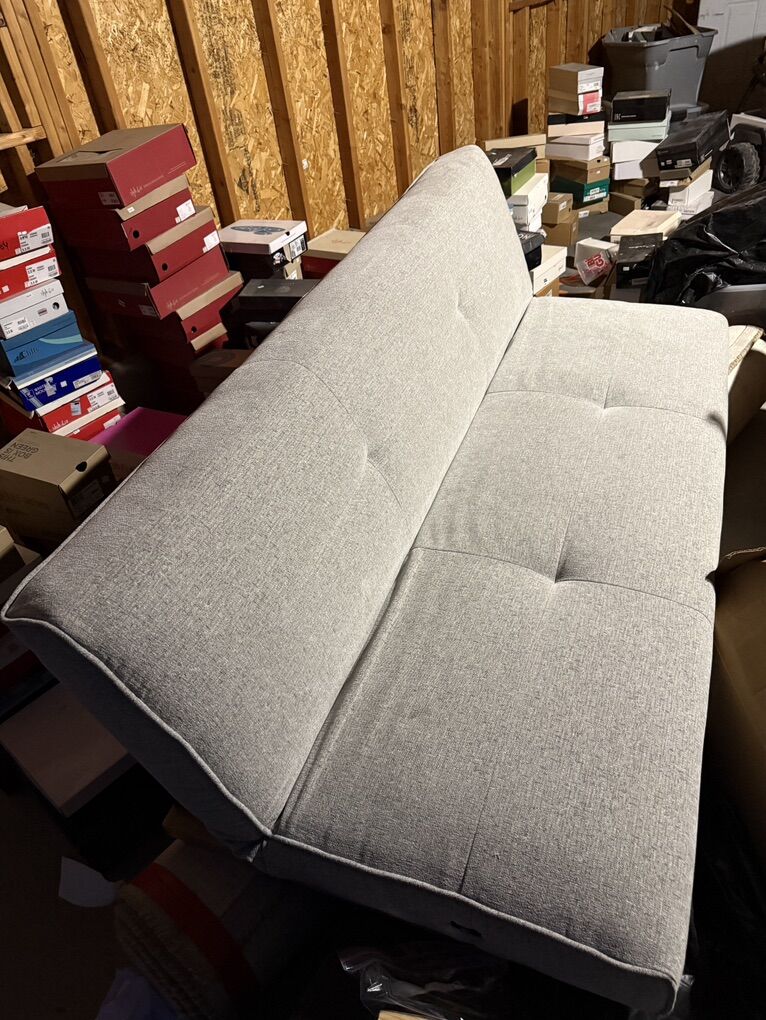 Grey Futon Sofa Bed w Charging Port