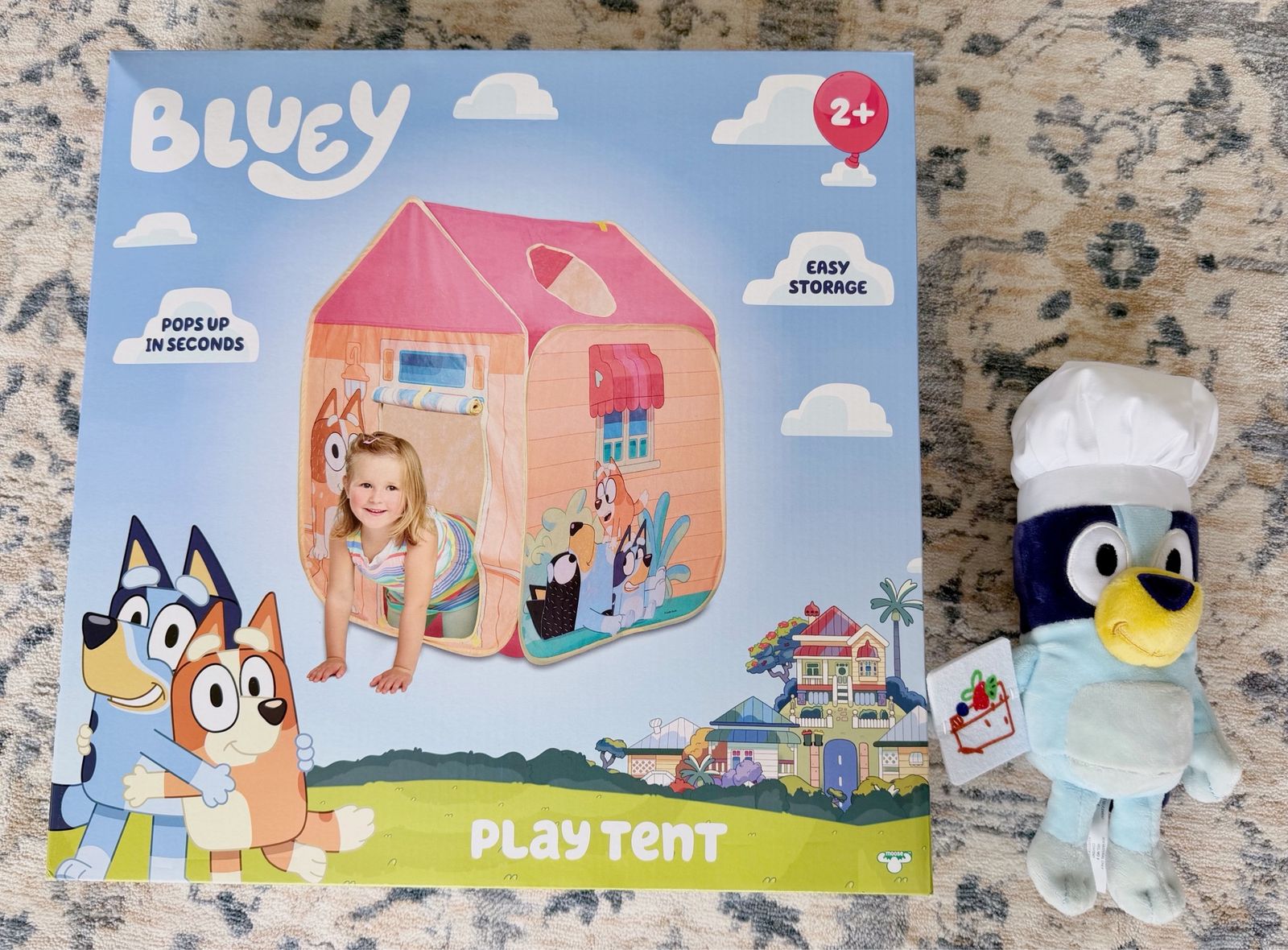 NEW Bluey Pop Up Tent + stuffed Chef Bluey