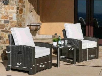 Brand new Sidney 3 piece reclining outdoor furniture set