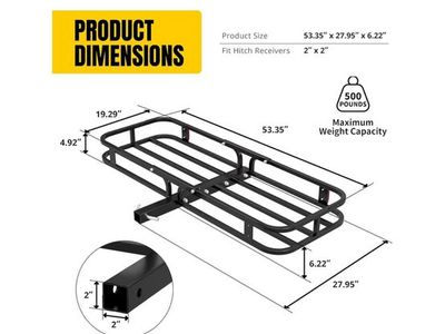 MaxxHaul 70107 53" x 19.5" Steel Hitch Mount Cargo Carrier Basket (500 lb Capacity)